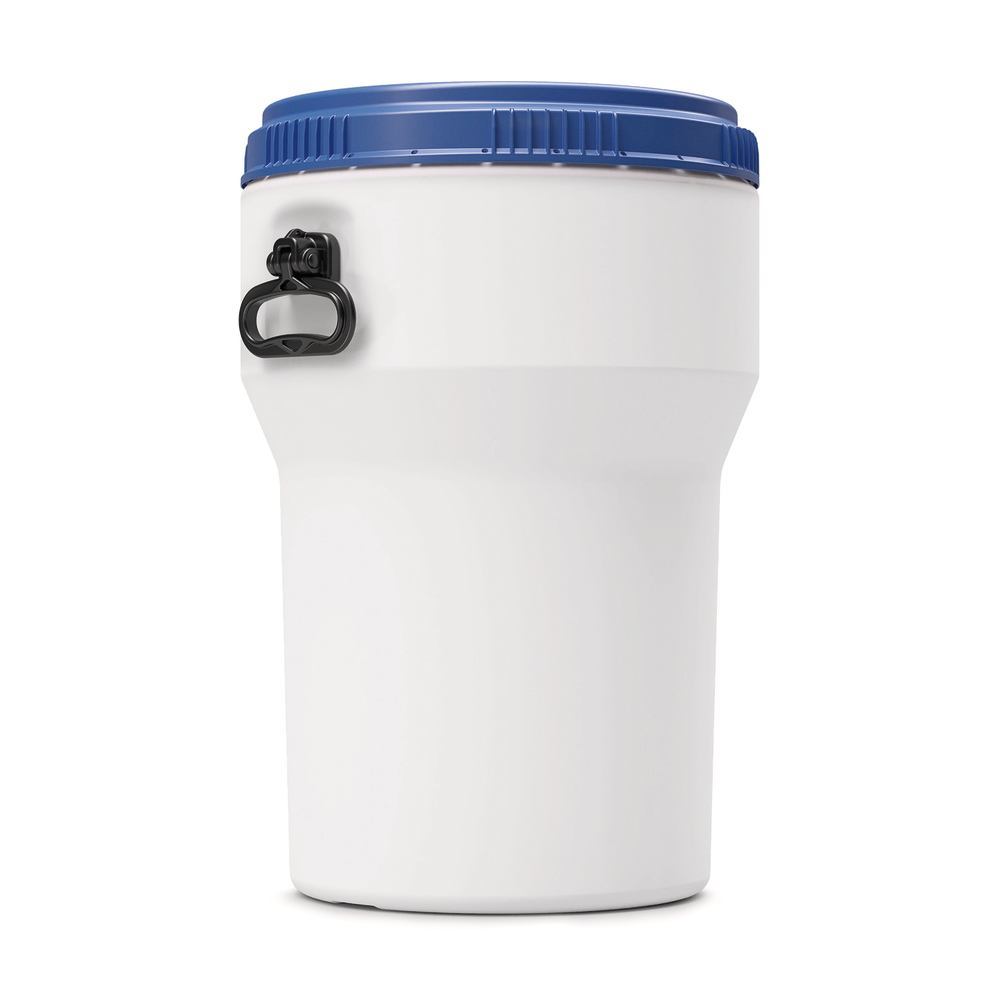 Nestable barrel, 40 l, White with a blue screw cap, 1 unit(s)
