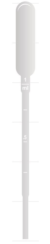 Pasteur pipettes graduated, 1 ml non-sterile, large suction ball, wide opening