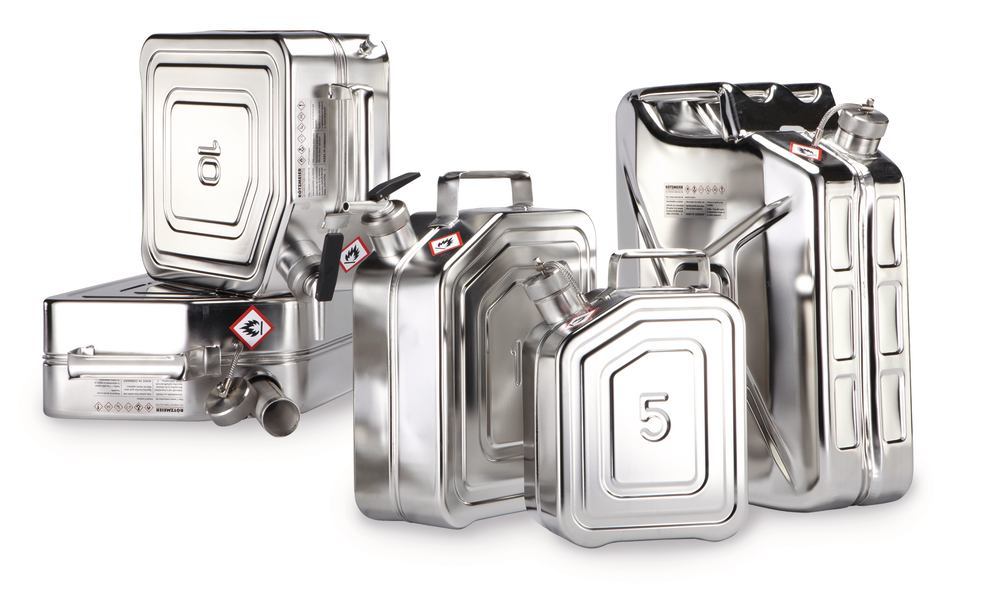 Safety canister, stainless steel, with self-closing microdispenser, 5 l, — Carl Roth, cod 1CT0.1