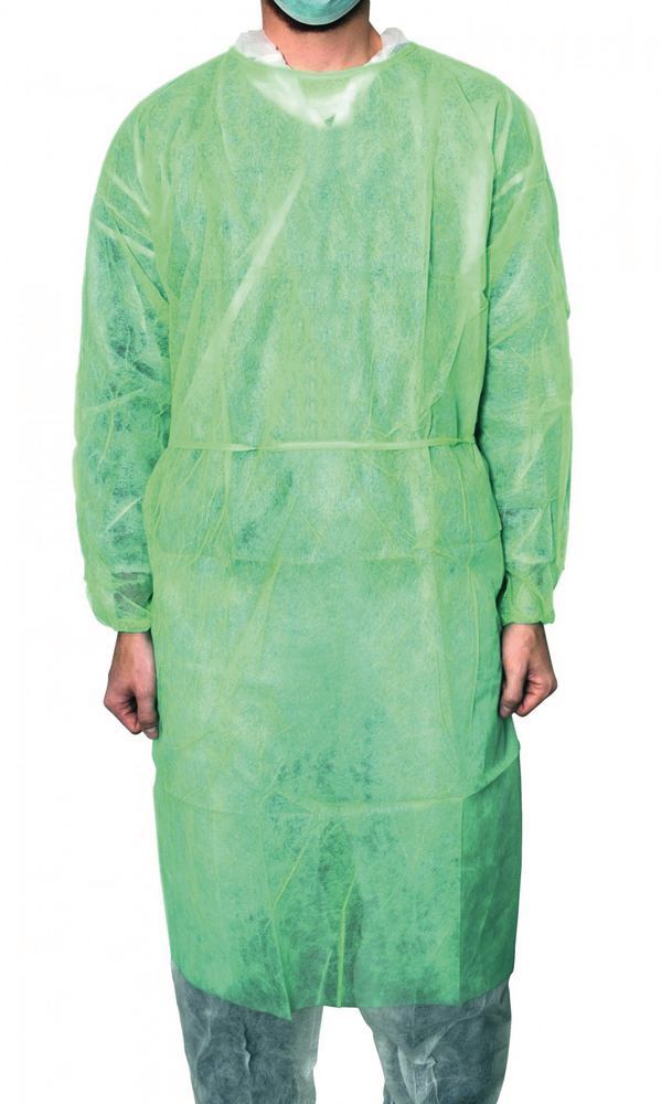 MaiMed dispos. prot. gown for visitors, Green, 120 cm, 10 unit(s)