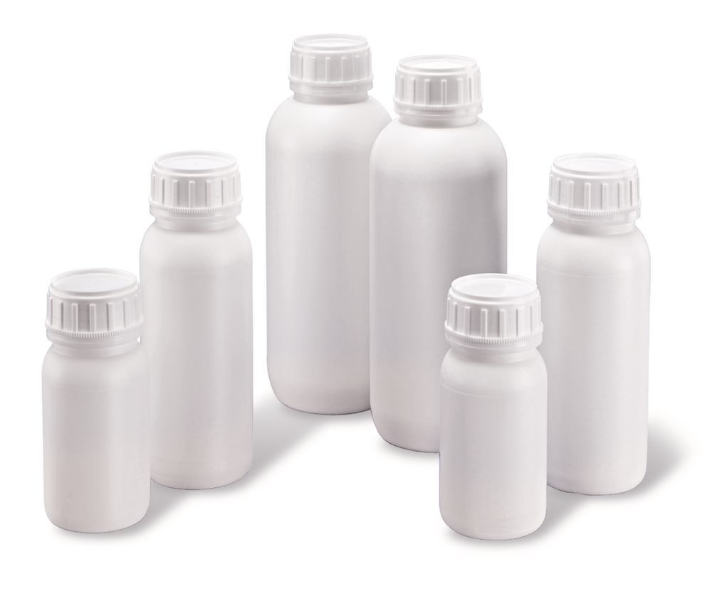 Round neck bottle, HDPE , with PA barrier layer, 1000 ml, 80 unit(s) — Carl Roth, cod 1ELX.1
