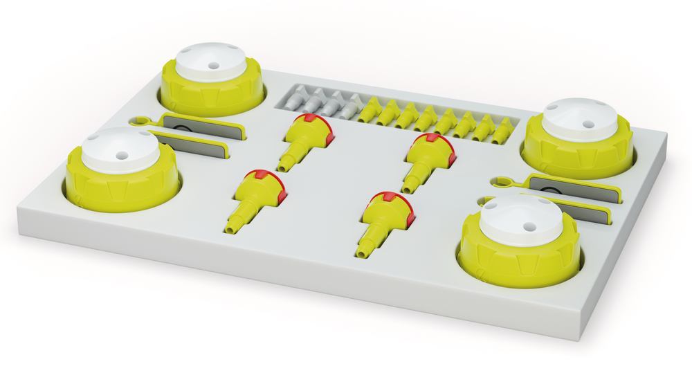 HPLC screw caps starter box 2, Four screw caps with three connections,