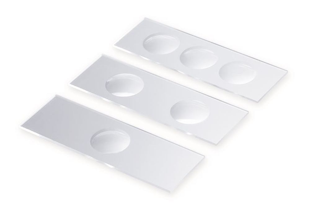 Microscope slides with recess, 2 depressions, ground 90°, 76 x 26 mm, 50 unit(s)