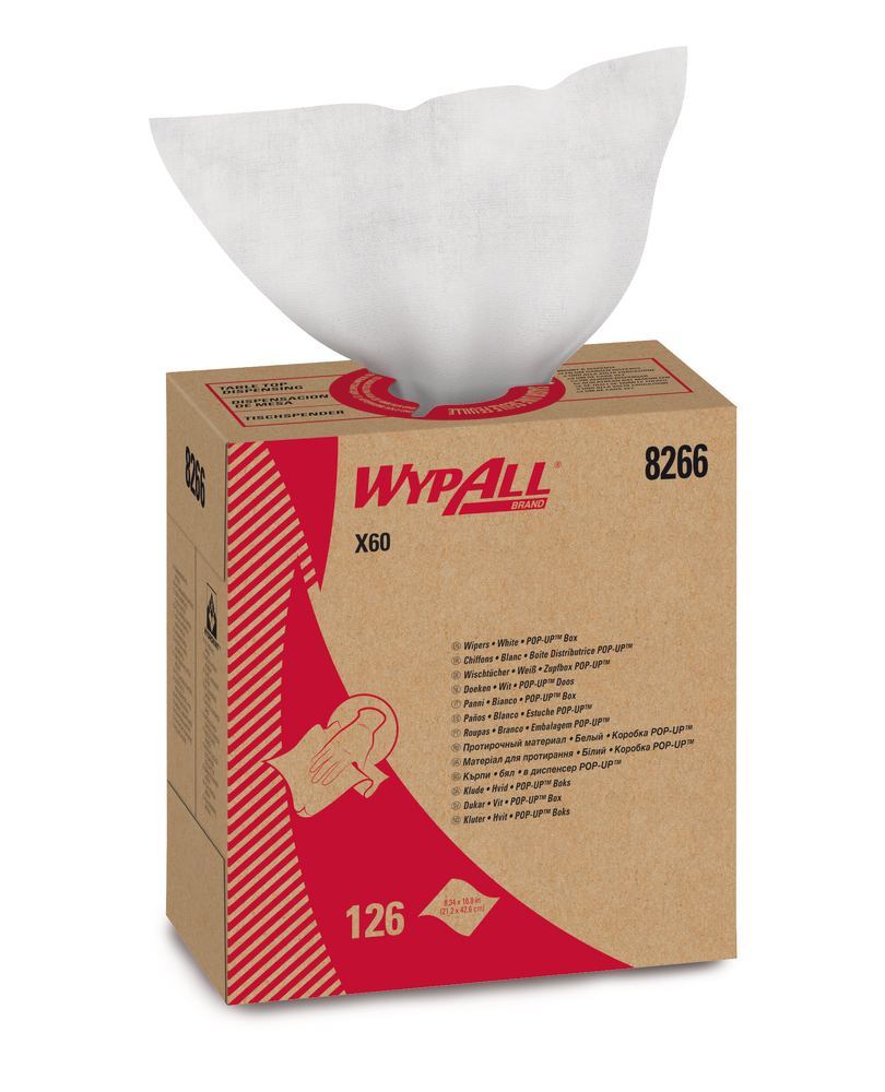 WYPALL® X60 reusable wipes , 1-ply, white, disp. box, 426 x 212 mm, 126 unit(s)