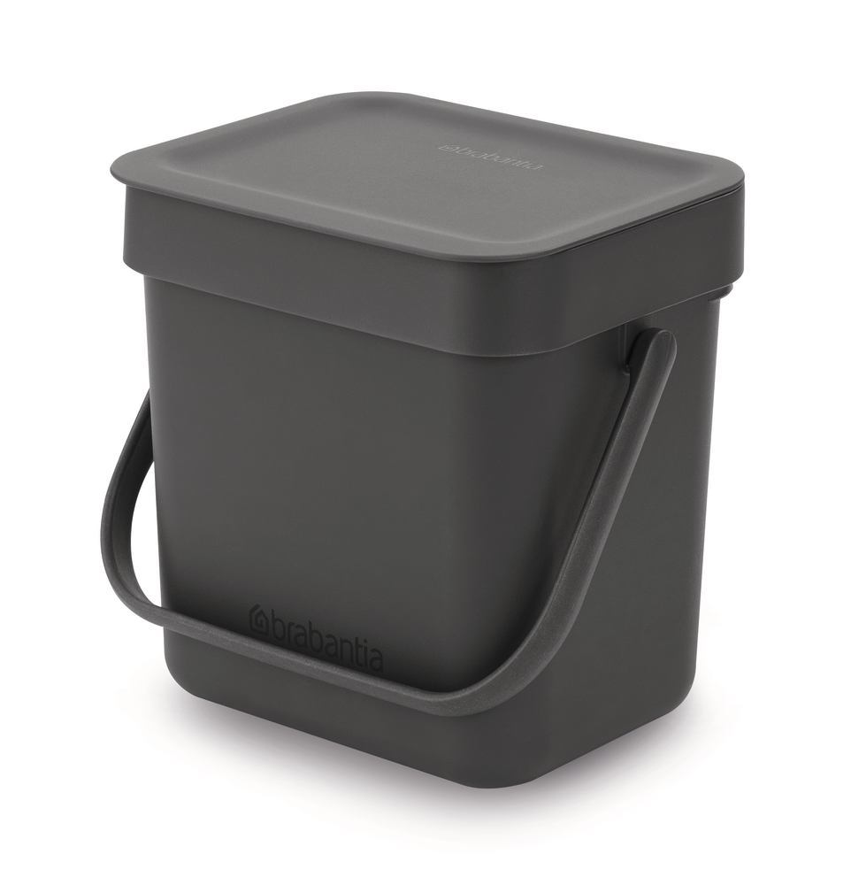 Sort + Go waste bin, grey, 3 L, W 188 x D 139 x H 181 mm, 1 unit(s)
