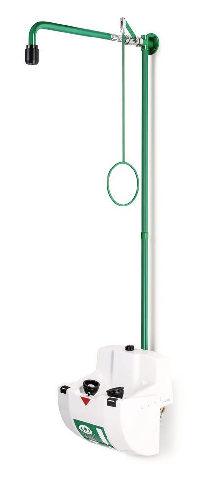 Emergency shower combo f. wall mounting