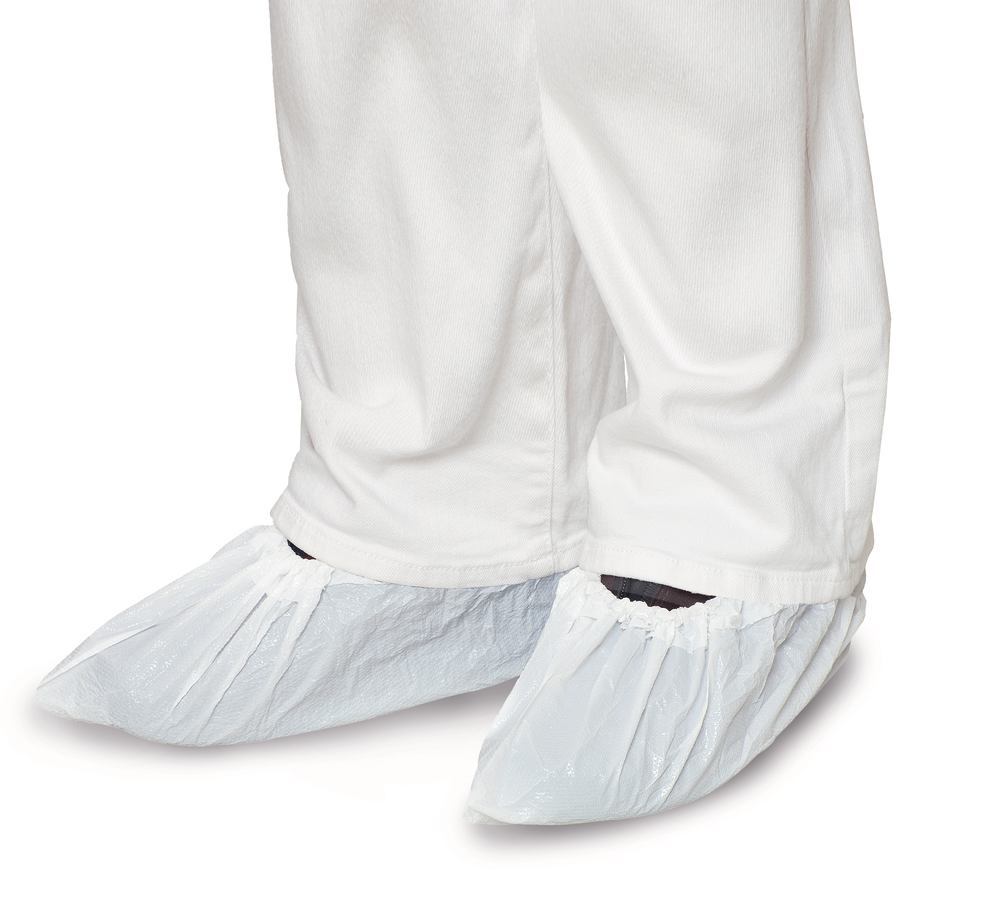 CPE disposable overshoes, premium, anti-slip, white, 50 unit(s)