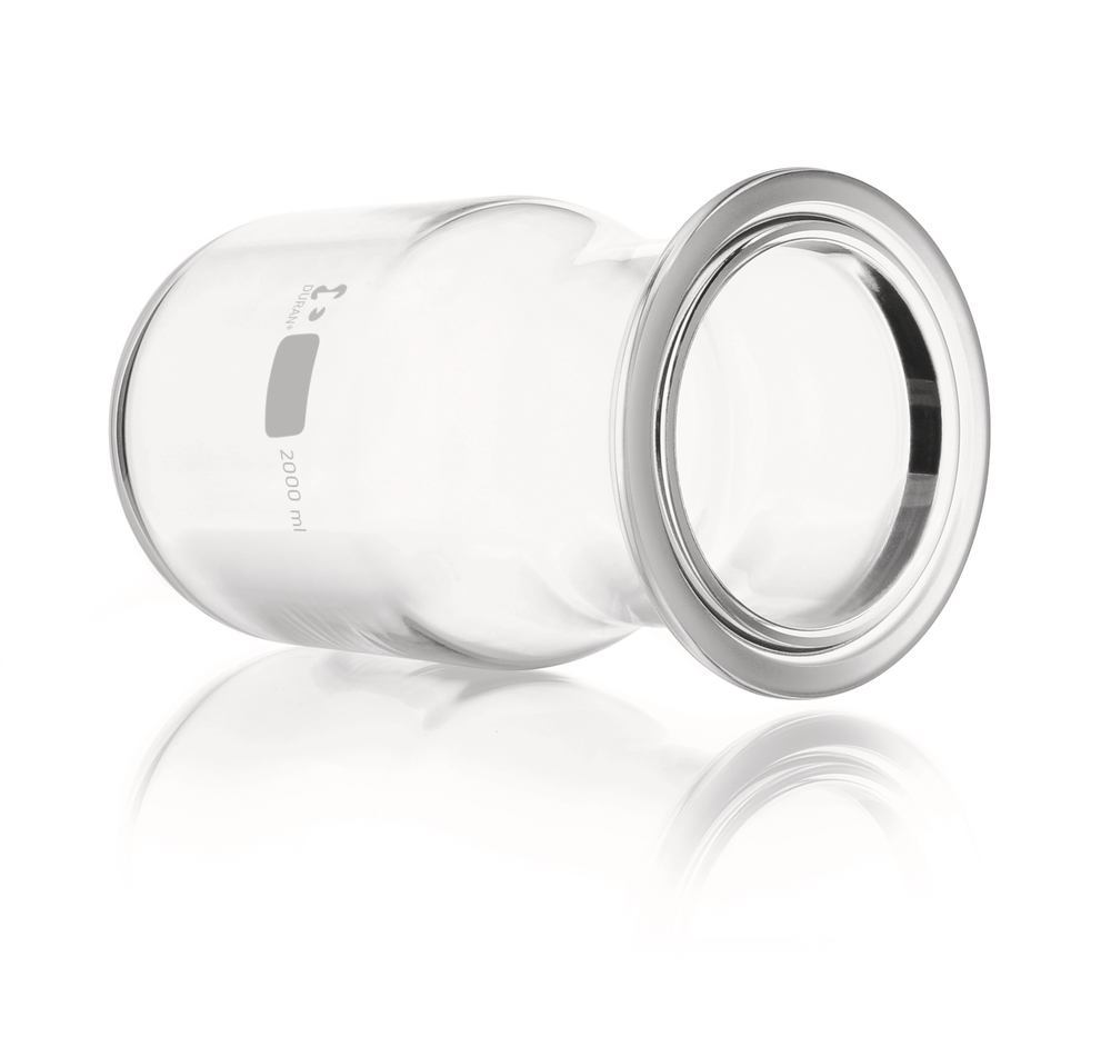 Flat flange reaction vial, DURAN®,, with groove, 2000 ml, 1 unit(s)