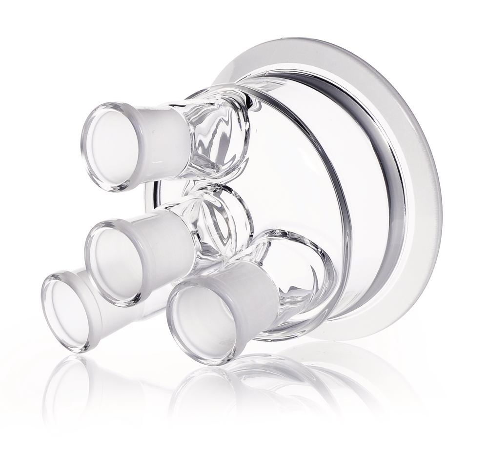 Flat flange lid DURAN® 4 necks with NS centre neck, 3 inclined side necks