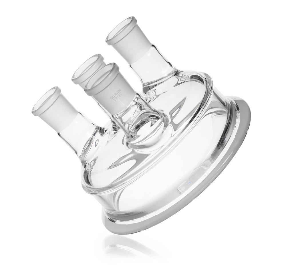 Flat flange lid DURAN® 4 necks with NS cenre neck, 3 vertical side necks — Carl Roth, cod 1YYP.1