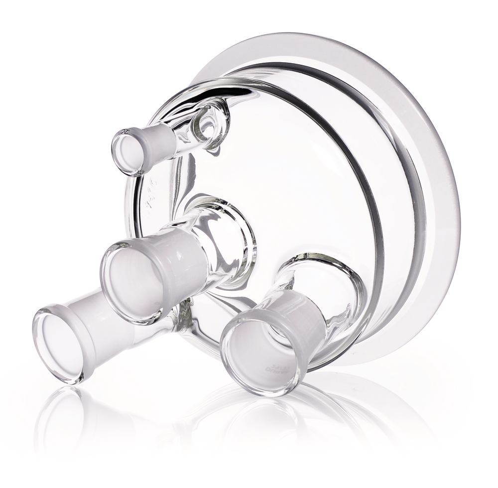 Flat flange lid DURAN® 4 necks with NS centre neck, 1 vertical — Carl Roth, cod 1YYX.1
