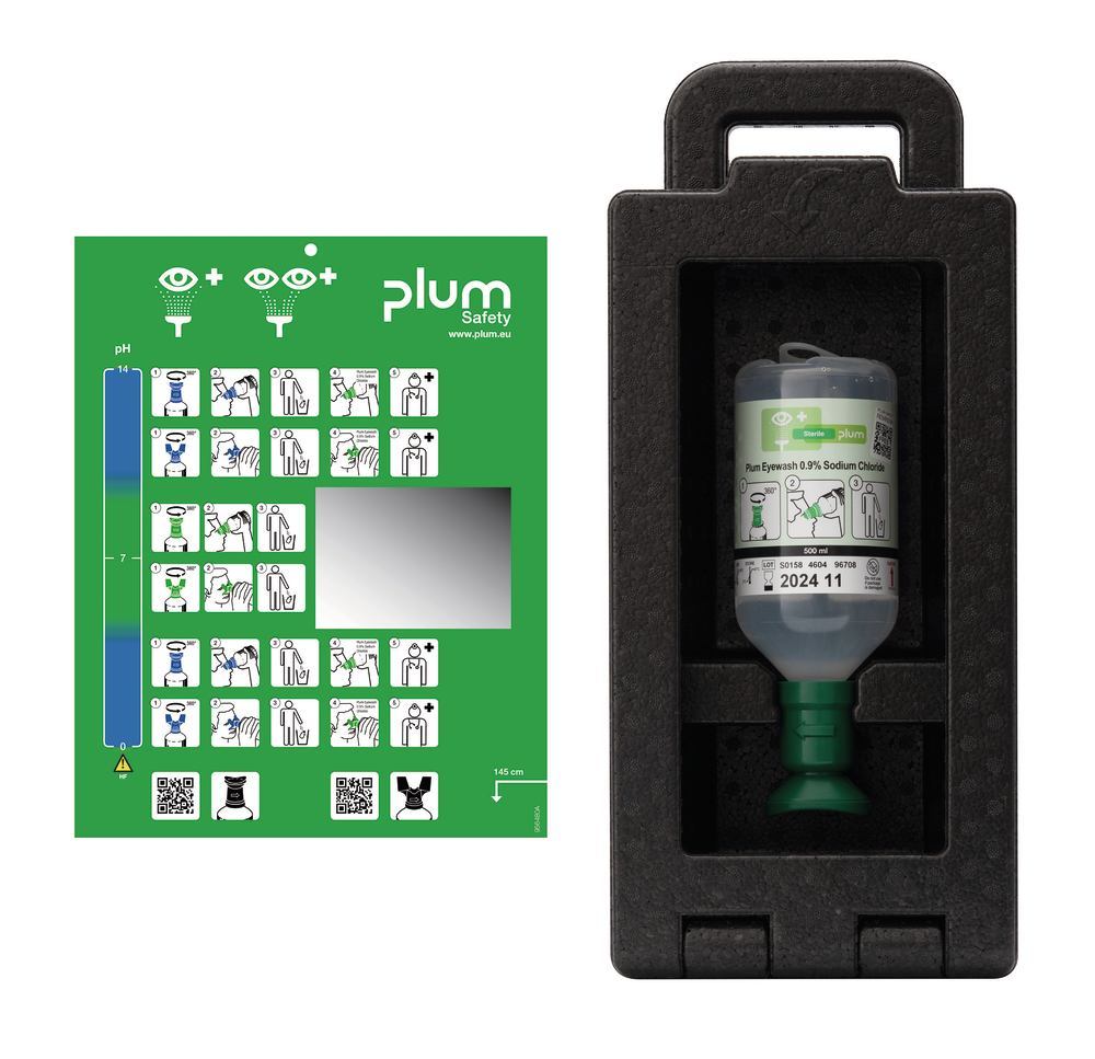 Eye wash station Plum iBox 1 with 1 x eye wash solution 500 ml