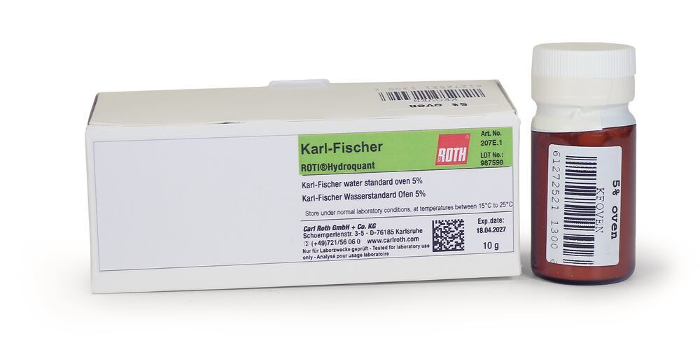 Karl Fischer ROTI®Hydroquant, water standard oven, solid, 5% H2O, 10 g, glass