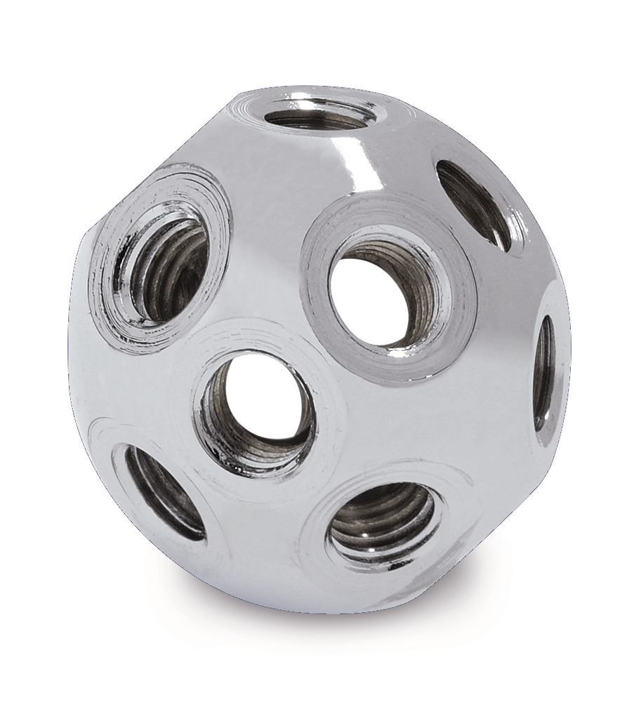 Ball joints for grid stands,, with 18 tapped holes M12, chromed steel, 1 unit(s)