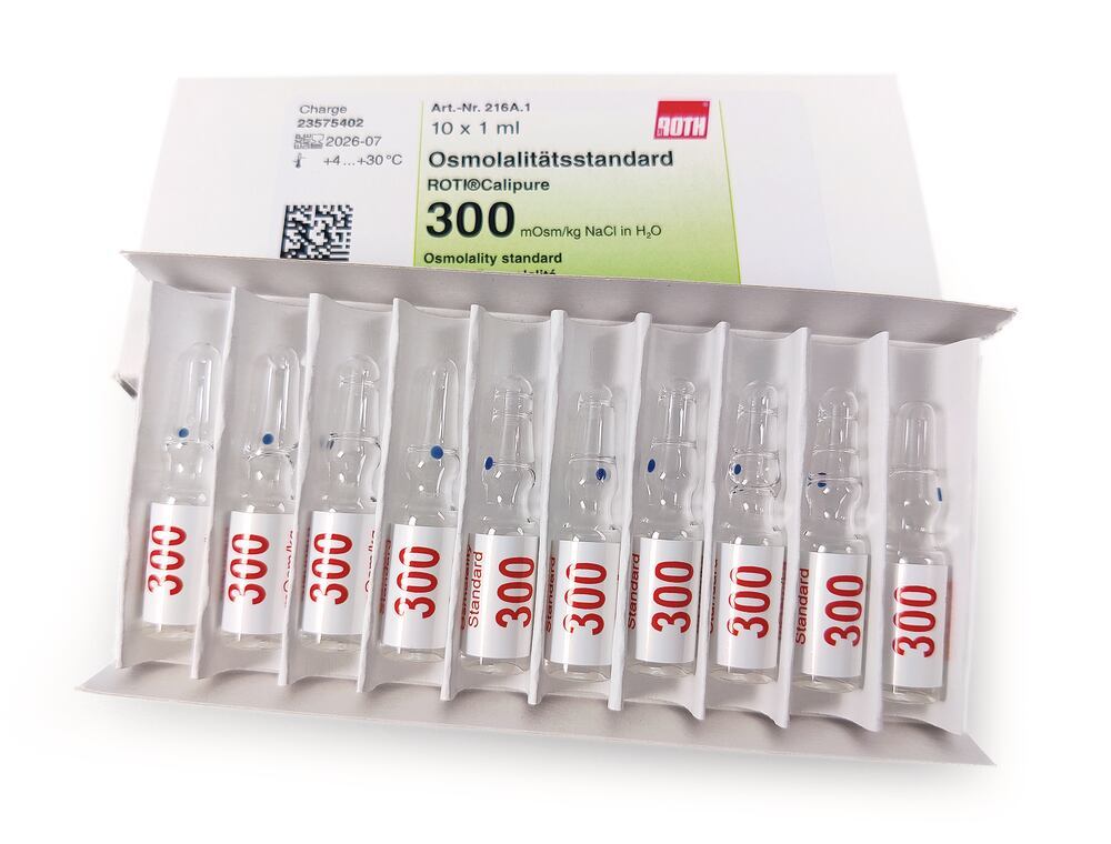 Standards for Osmolality, ROTI®Calipure 300 mOsm/kg H2O, 10 ml, glass ampoule
