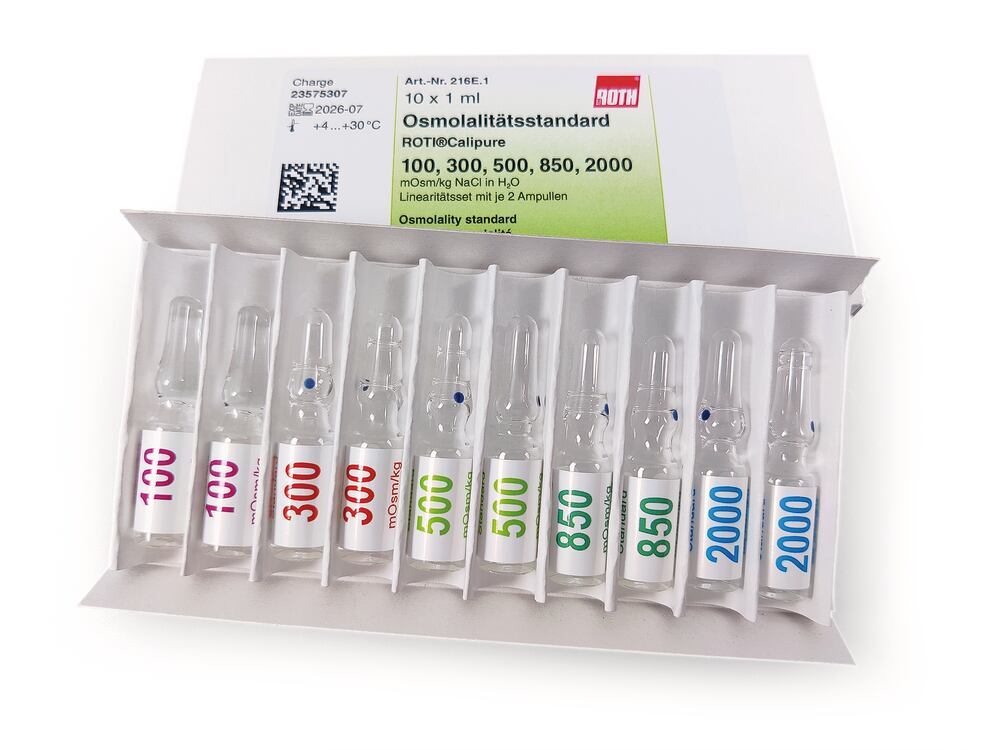 Standards for Osmolality, ROTI®Calipure linearity set, 10 ml, glass ampoule