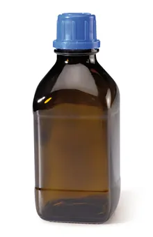 Flacoane cu gât Rotilabo®-narrow pentru substanțe chimice, sticlă brună, pătrate, filet 32, 500 ml