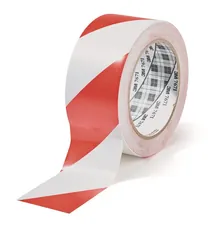 Bandă adezivă de avertizare pericol, roșu/alb, folie PVC, autoadezivă, L 33 m