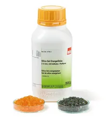 Silicagel portocaliu/verde, 2-5 mm, cu indicator de culoare, perle, 1 kg, plastic