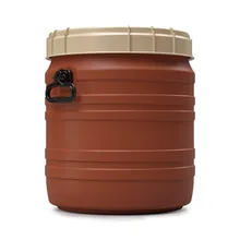 Butoi cu gât extrem de larg, 55 l, maro cu capac bej cu filet, 1 bucată