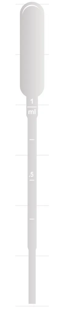 Pipete Pasteur gradate, 1 ml nesterile, bilă de aspirație mare, deschidere largă