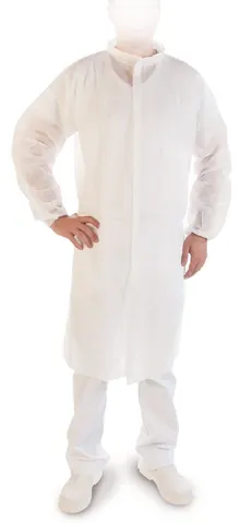 Halat de unică folosință din PP, 30 g/m², alb, capse, mărimea XXL