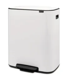 Coș de gunoi cu pedală Bo, două compartimente, 2 x 30 l, alb, 1 buc.