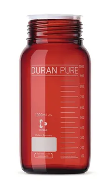 Flacon DURAN PURE cu gât larg și filet, sticlă brună, 1.0 l, filet GLS 80