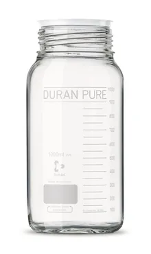 Flacon DURAN PURE cu gât larg și filet, sticlă transparentă, 1.0 l, filet GLS 80