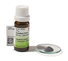 Pulbere de vanadiu, 99,5 %, cca. 325 mesh, 5 g, sticlă
