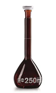Balon cotat Blaubrand, cl.A, dop PP, sticlă brună, 5 ml, șlefuire 10/19