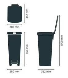 Coș de pedală StepUp 40 L, gri închis, 1 bucată