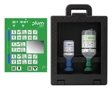 Stație de spălare a ochilor Plum iBox 2 cu 1 x soluție de spălare a ochilor 500 ml și 1 x pH...