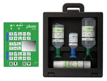 Stație de spălare a ochilor Plum iBox 3, cu 3 flacoane de spălare a ochilor și 1 spray pentru răni, 1 bucată