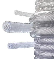 Furtun de presiune din PVC cu inserție textilă, transparent, Ø int. 13 mm, Ø ext. 20 mm