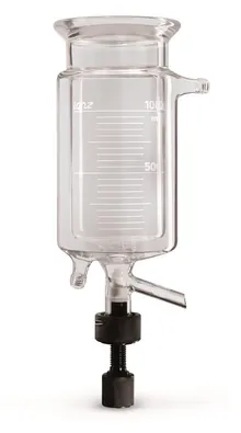 Vas de reacție, DN100, 0.5 l, cilindric,, manta de temperatură, conector KF, ventil de golire.