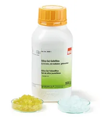 Silicagel galben/albastru, 2.5-6 mm, cu indicator de culoare, fracturat, 2.5 kg