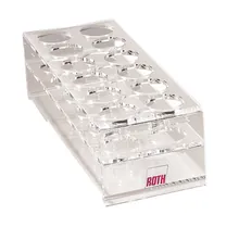 Suport pentru eprubete Rotilabo®-test, sticlă acrilică, 6 x 2 orificii, Ø orificiu 36 mm