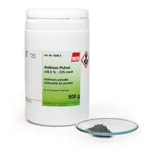 Pulbere de stibiu, min. 99,5 %, cca. 325 mesh, 500 g, plastic