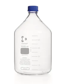 Flacon cu filet, DURAN®, transparent, cu inel de turnare și capac, PP, 5000ml
