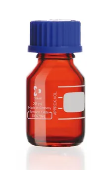 Flacoane cu filet, DURAN®, ambră, cu capac PP, 25 ml, 10 bucăți