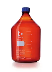 Flacon cu filet, chihlimbariu DURAN®,, cu inel de turnare și capac, PP, 5000 ml