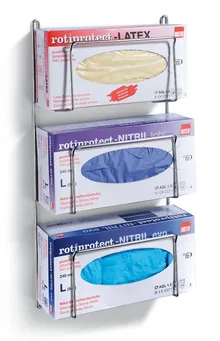 Dozator Rotilabo®-wall, oțel inoxidabil, pentru 3 cutii, L 245 x W 100 x H 477 mm