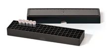Cutie Rotilabo®-storage, versiune subțire, PP, neagră, pentru eprubete de 0,5 până la 2 ml, 1 bucată