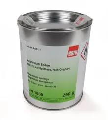 Pilitură de magneziu, min. 99,9 %, conform Grignard, pentru sinteză, 1 kg, cutie de tablă