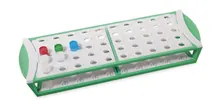 Suporturi pentru flacoane de reacție cu capac cu filet, POM, verzi, 50 orificii, 10 bucăți