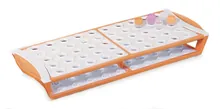 Suporturi pentru flacoane de reacție cu capac cu filet, POM, portocalii, 50 orificii, 10 bucăți