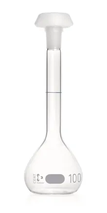 Balon cotat DURAN®-volumetric, cl. A, certificat individual, 100 ml, 14/23, gradație albastră