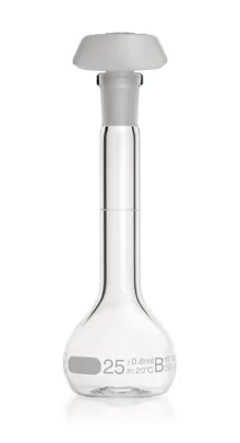 Balon cotat DURAN®-volumetric, clasa B, 25 ml, gradație albă, 2 bucăți