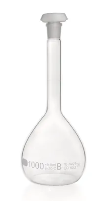 Balon cotat DURAN®-volumetric, clasa B, 1000 ml, gradație albă, 2 bucăți